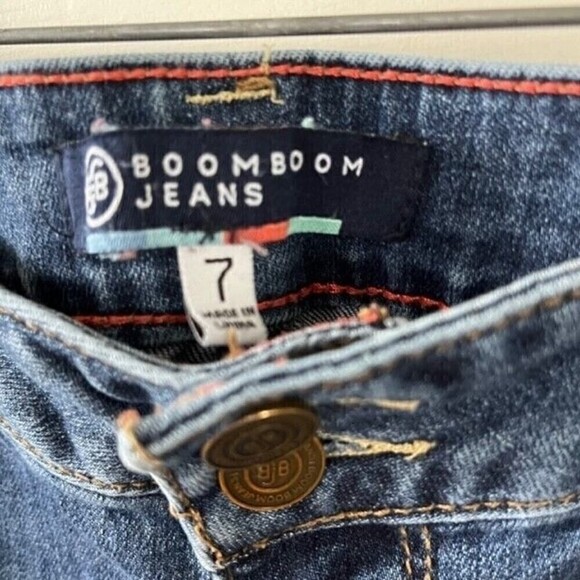 Boom Boom Distressed Double Button Skinny Jeans Size 7 - Picture 4 of 5